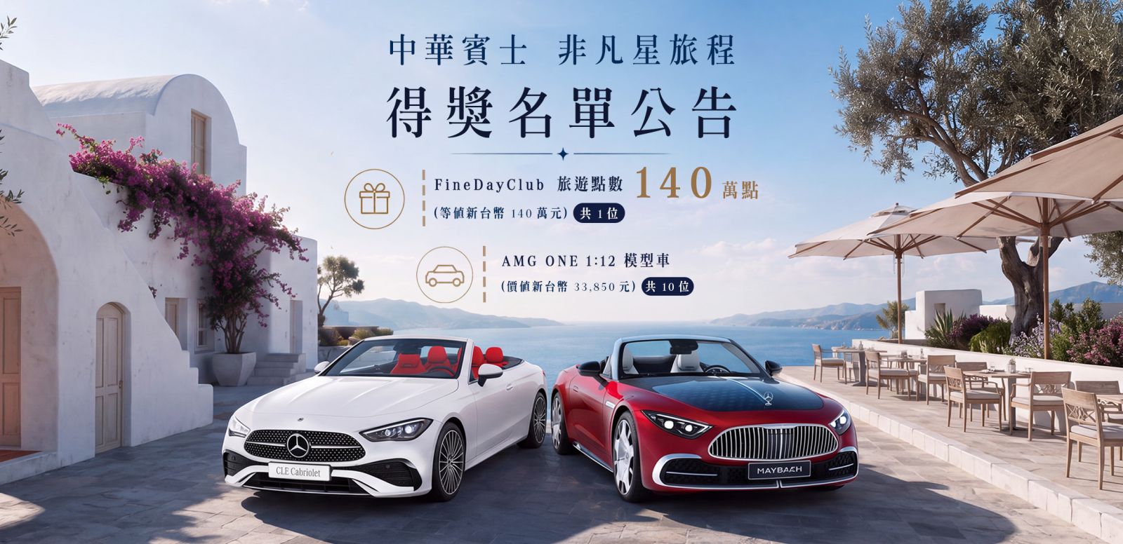 【中華賓士 非凡星旅程】抽獎活動中獎公告